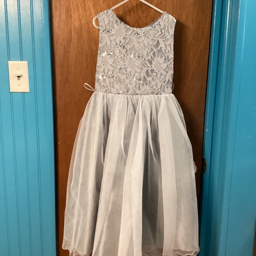 JoyKids Girls Sliver Wedding Dress